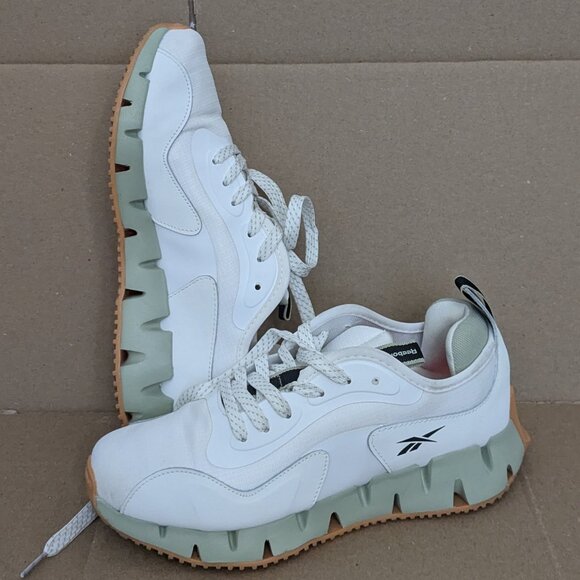 Reebok Zig Dynamica Running Sneakers Women's Athletic Shoes Size 8 White/Green - Picture 2 of 16